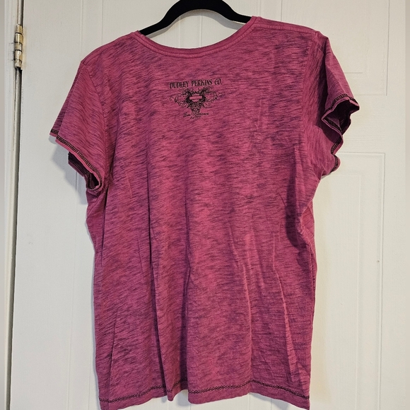 Harley Davidson Womens XL T Shirt Pink Rhinestone Short Sleeve Y2K - Picture 5 of 6